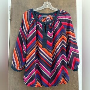 Banana Republic Semi Sheer Multicolor Chevron Blouse - Size Small